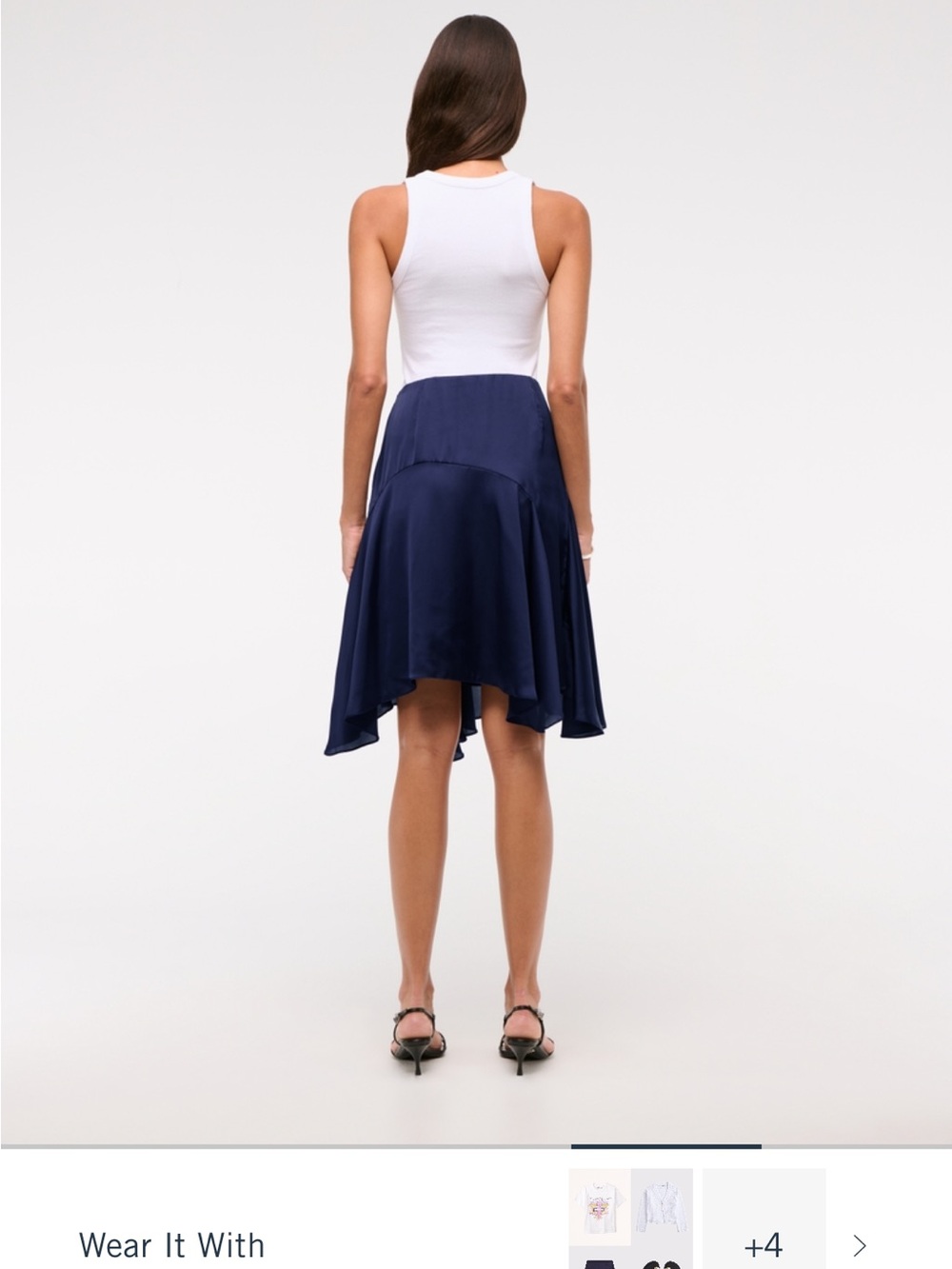 Abercrombie Satin Asymmetrical Navy Midi Skirt size xl - Picture 4 of 6